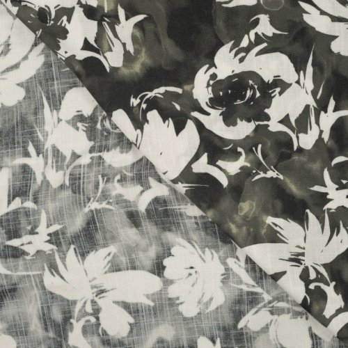 Viskose Slub - Candice Flowers - khaki