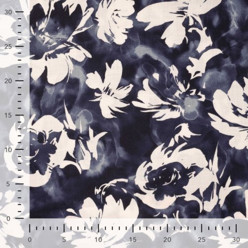 Viskose Slub - Candice Flowers - navy