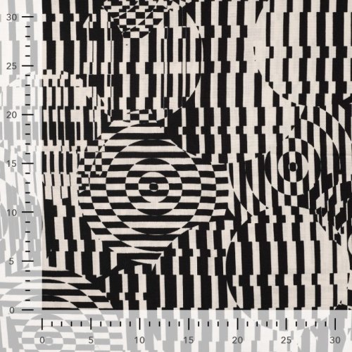 Viskose Slub - Circles and Stripes - ecru/black