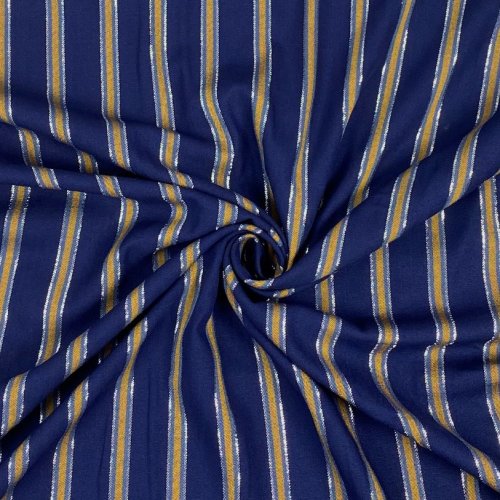 Viskose - Streifen - blau - metallic silber