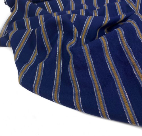 RESTSTÜCK 1,70m !!! - Viskose - Streifen - blau - metallic silber