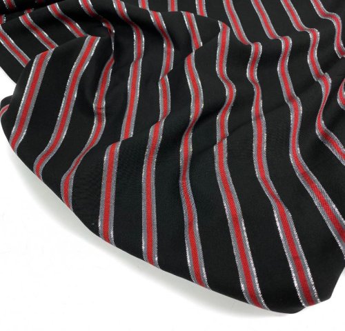 Viskose - Streifen - schwarz - metallic silber