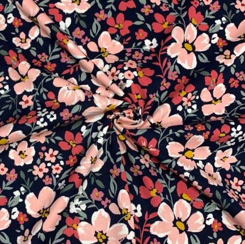 RESTSTÜCK 1,10m !!! - Viskose Stretch Satin - Rosella - navy