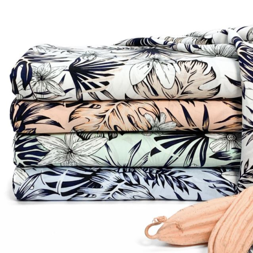 Preview: RESTSTÜCK 0,60m !!! - Viskose - Tropic Monstera - mint