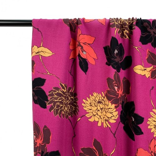 Preview: RESTSTÜCK 0,80m !!! - Viskose Twill - Flower Agata - fuchsia