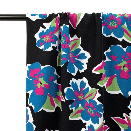 Preview: RESTSTÜCK 1,10m !!! - Viskose Twill - Flower Julieta - blau