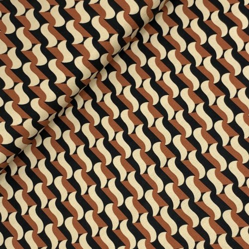 Viskose Twill - Graphic Wave - brown