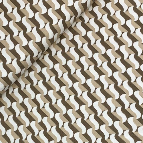 Viskose Twill - Graphic Wave - sand