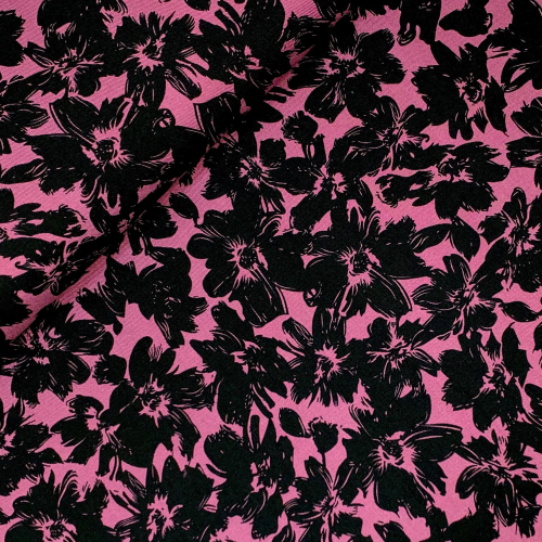 Preview: RESTSTÜCK 1,10m !!! - Viskose Twill - Black Flowers Morticia - violett