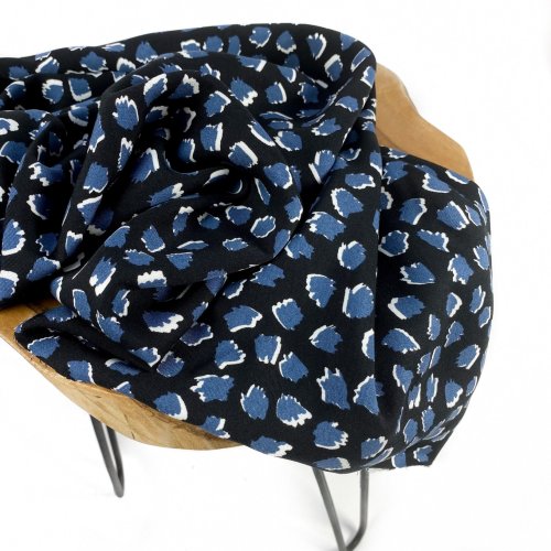 Viskose Twill - Tupfen - schwarz/blau