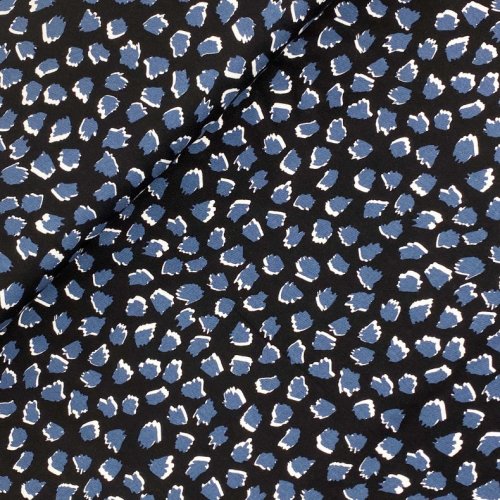 Viskose Twill - Tupfen - schwarz/blau