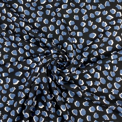 Viskose Twill - Tupfen - schwarz/blau