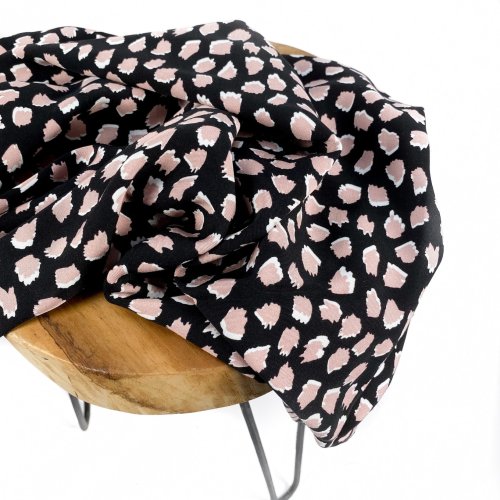 Viskose Twill - Tupfen - schwarz/rose