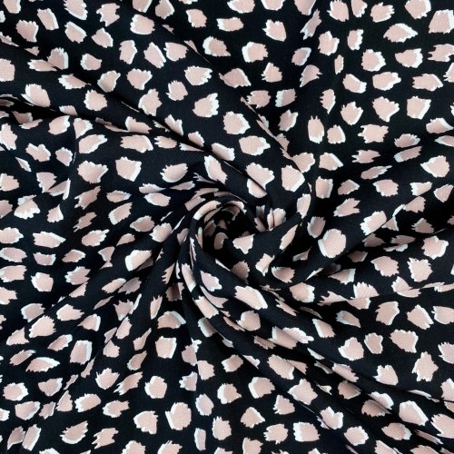 Viskose Twill - Tupfen - schwarz/rose