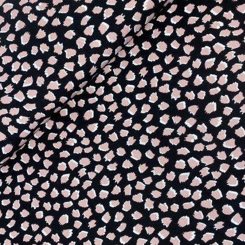 Viskose Twill - Tupfen - schwarz/rose
