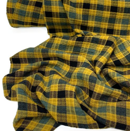 Viskose - Washed Checks Karo - ochre/dusty green