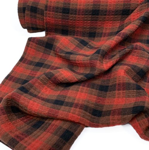 Viskose - Washed Checks Karo - terra/tobacco