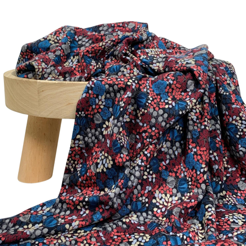 RESTSTÜCK 0,50m !!! - Viskosejersey - Ani Flower - blau/schwarz