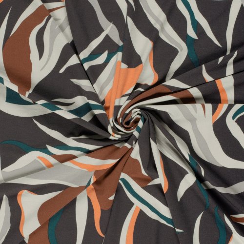 Viskosejersey - Aurora Flow - anthrazit/petrol/grau