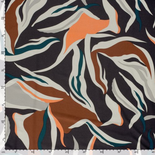Viskosejersey - Aurora Flow - anthrazit/petrol/grau