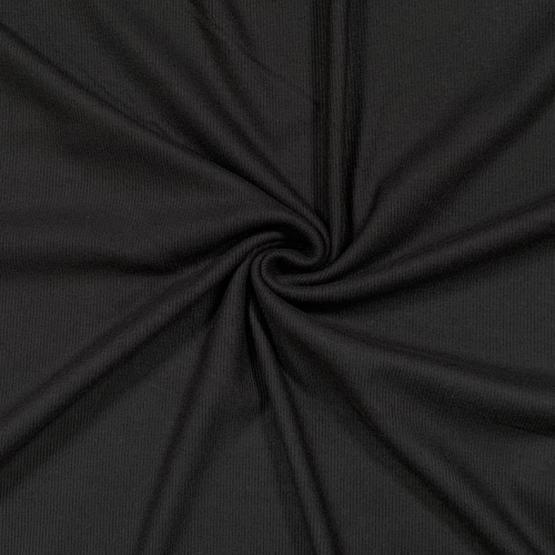 Preview: Feinripp Viskosejersey - uni - black