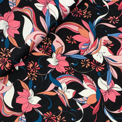 Preview: RESTSTÜCK 0,50m !!! - Viskosejersey - Florina Flowers - black