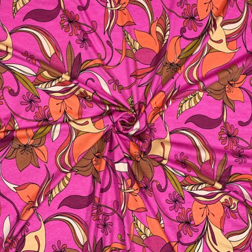 Preview: RESTSTÜCK 0,70m !!! - Viskosejersey - Florina Flowers - fuchsia