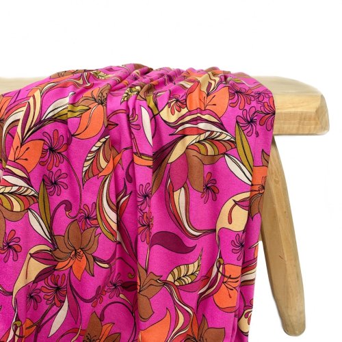 RESTSTÜCK 0,70m !!! - Viskosejersey - Florina Flowers - fuchsia