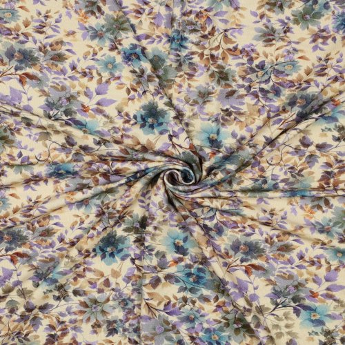 Viskosejersey - Helice Flowers - sand