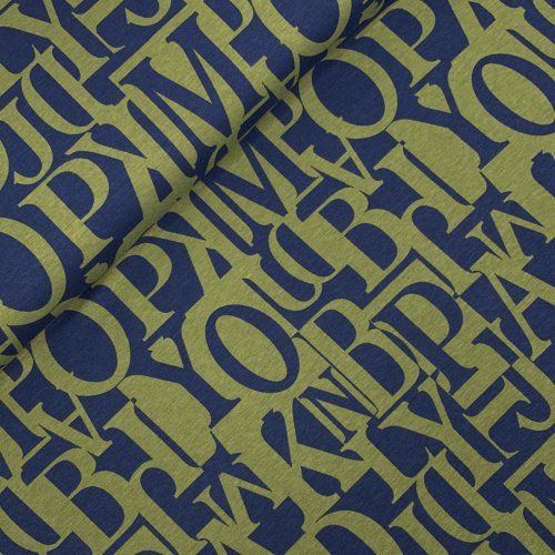 Preview: RESTSTÜCK 0,30m !!! - Viskosejersey - Letters - blue/olive