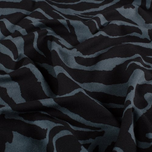 Viskosejersey - Night Line - greyblue/black