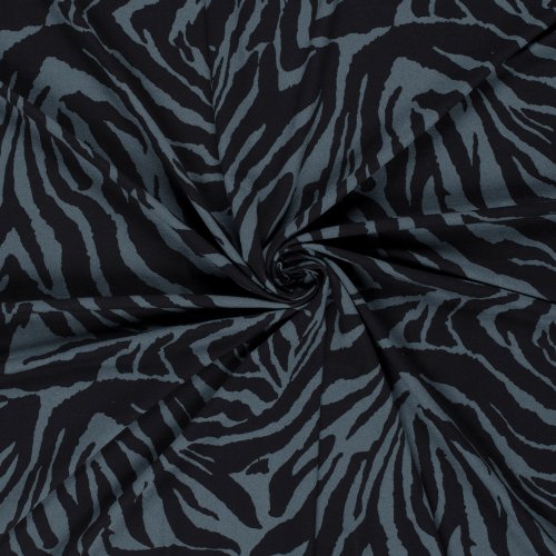 Viskosejersey - Night Line - greyblue/black