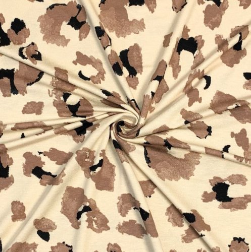 RESTSTÜCK 1,30m !!! - Viskosejersey - Painted Leo - beige