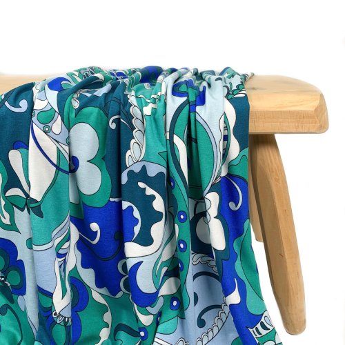 RESTSTÜCK 1,10m !!! - Viskosejersey - Paisley Flowers - emerald