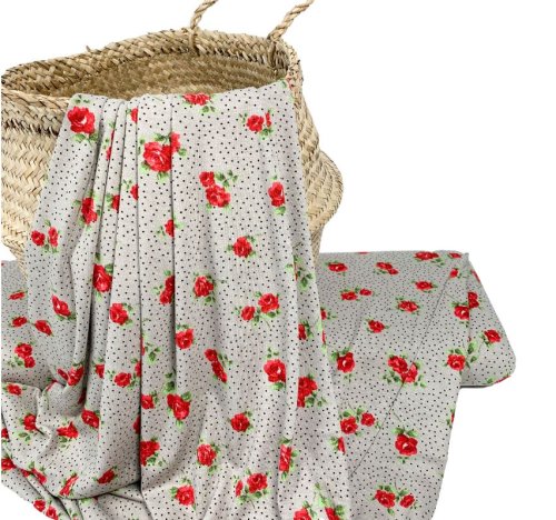 Viskosejersey - Roses & Dots - taupe