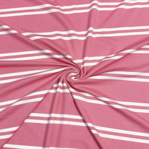 Preview: RESTSTÜCK 1,0m !!! - Viskosejersey - Streifen - pink