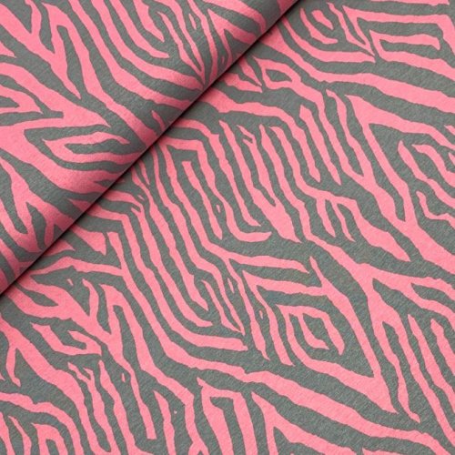 Viskosejersey - Zebra Cora - rosa/grau