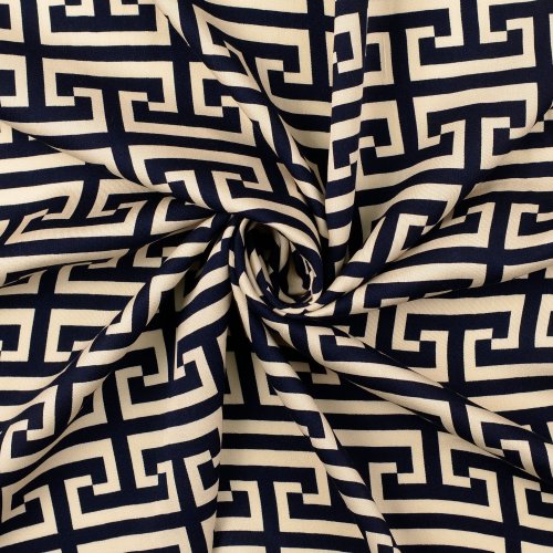 Viskosesatin - matt - Imperial Lines - navy