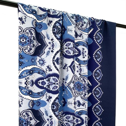 RESTSTÜCK 60cm !!! - Viskosesatin - mit Rand Bordüre - Moema - denim