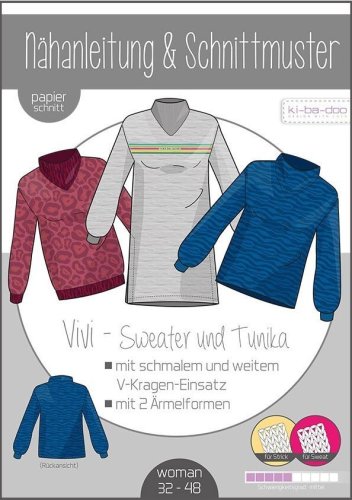 Papierschnittmuster -  Vivi Sweater und Tunika - Damen - Kibadoo