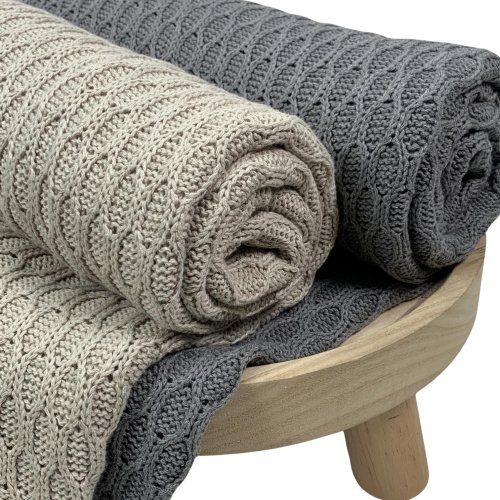 Preview: RESTSTÜCK 1,0m!!! - Wabenstrick - Jonas - meliert beige - Swafing