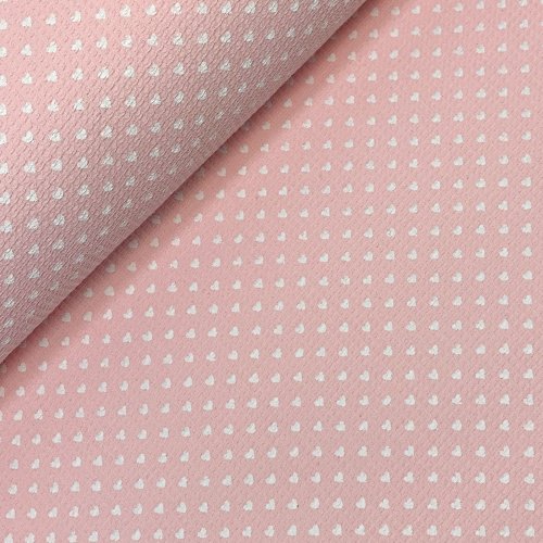 RESTSTÜCK 0,60m !!! - Waffelpique - Herzen - Frottee Rückseite - rosa mit Herz weiß