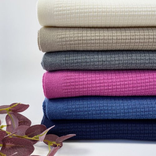 Preview: Modalstrick - Waffle Knit - 80cm Panel - jeans - Waffle Fall