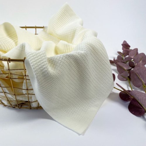 B-Ware!!!! - Modalstrick - Waffle Knit - 80cm Panel - ecru - Waffle Fall