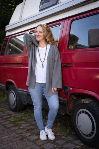 B-Ware!!! - Modalstrick - Waffle Knit - 80cm Panel - grey - Waffle Fall