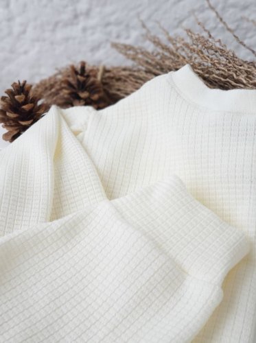 Preview: B-Ware!!! - Modalstrick - Waffle Knit - 60cm Panel - ecru - Waffle Fall