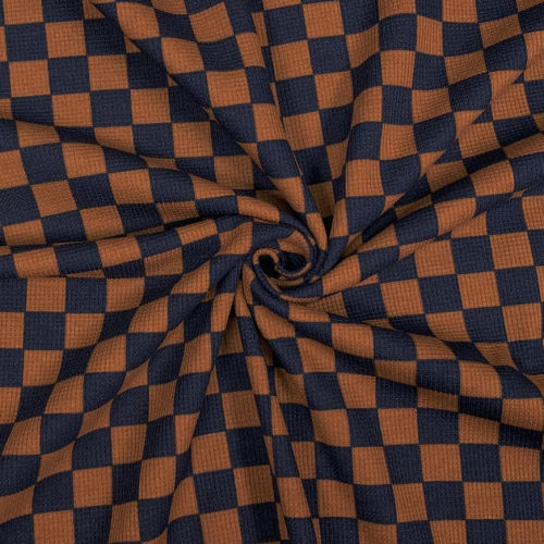RESTSTÜCK 1,20m !!! - Waffle Rib Jersey - Check - brown/black