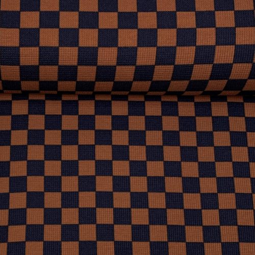 Waffle Rib Jersey - Check - brown/black