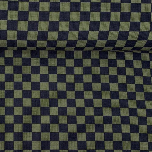 Waffle Rib Jersey - Check - khaki/black