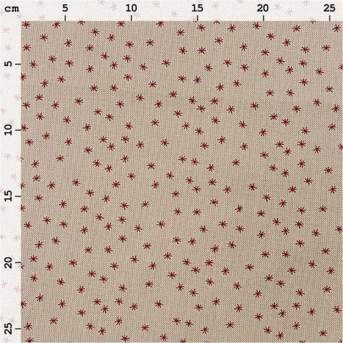 Preview: Baumwolle Leinenoptik Weihnachten - Sterne klein - natur rot